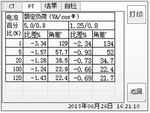 變頻(pín)式互感器(qì)綜合測試儀比值差表界面
