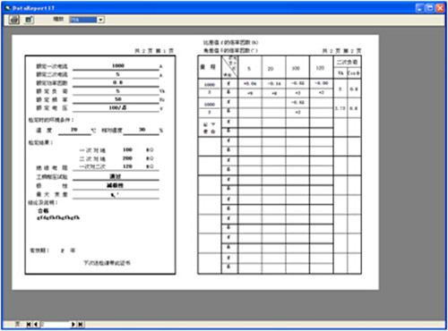 智能(néng)型互感器(qì)校(xiào)驗儀的(de)打印界面