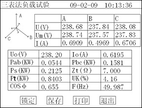 變壓器(qì)容量及空(kōng)負載測試儀負載試驗測試數(shù)據頁面